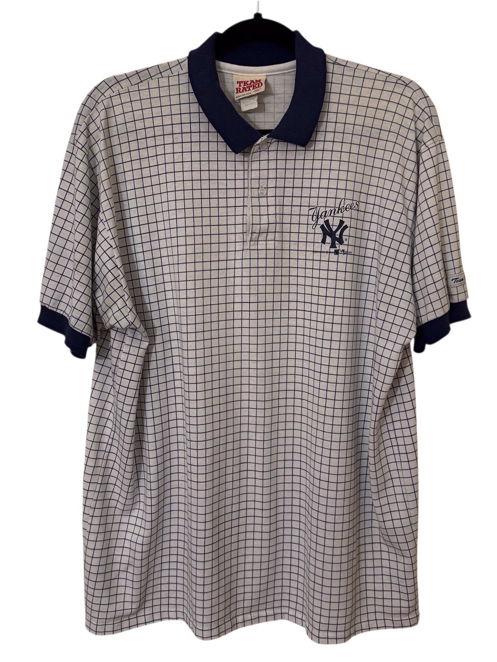 Vintage 1992 Team Rated X-Large New York Yankees Polo Shirt Streetwear Grid